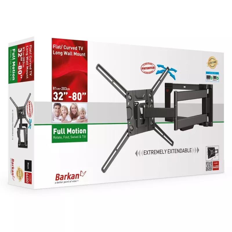 Supporto TV Barkan Mounting Systems 4400 50 kg 2,03 m nero