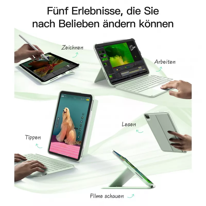Inateck KB04122 Keyboard Folio per iPad 11, QWERTZ, verde