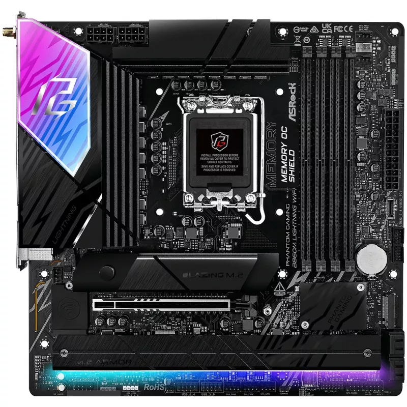 Scheda madre ASRock B860M Lightning WiFi — Intel B860, LGA1851, microATX, DDR5, 4 DIMM, Wi‑Fi 6E, 2.5Gb LAN, Thunderbolt 4