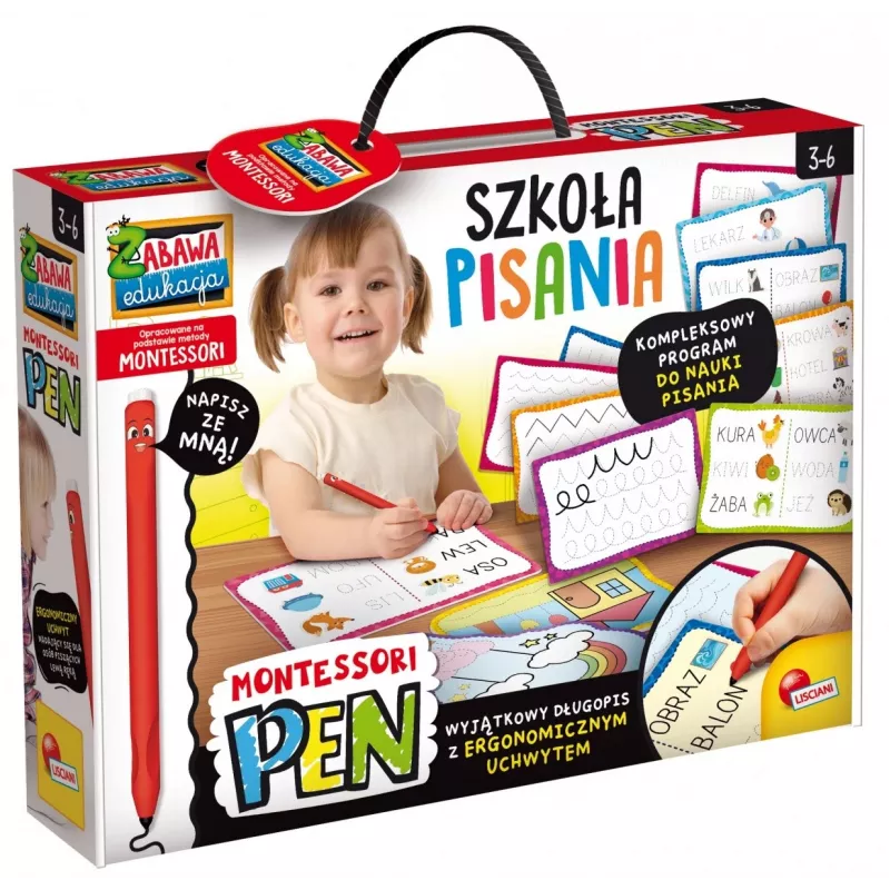 Set didattico Montessori penna scuola di scrittura con 18 tavole