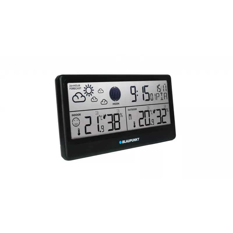 Stazione meteo BLAUPUNKT WS20BK — display per temperatura e umidità interna/esterna, nero, 1 sensore, LCD, a batteria