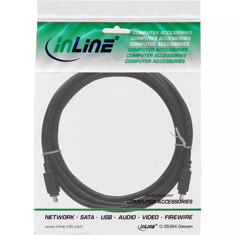 Cavo FireWire 400 1394 InLine 4 pin connettore maschio / connettore maschio 3 m