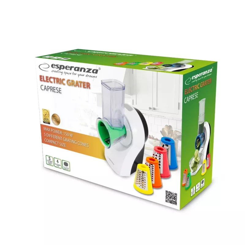 Grattugia elettrica ESPERANZA EKM026, 150 W, AC 220–240 V, 5 rulli, corpo in plastica, multicolore