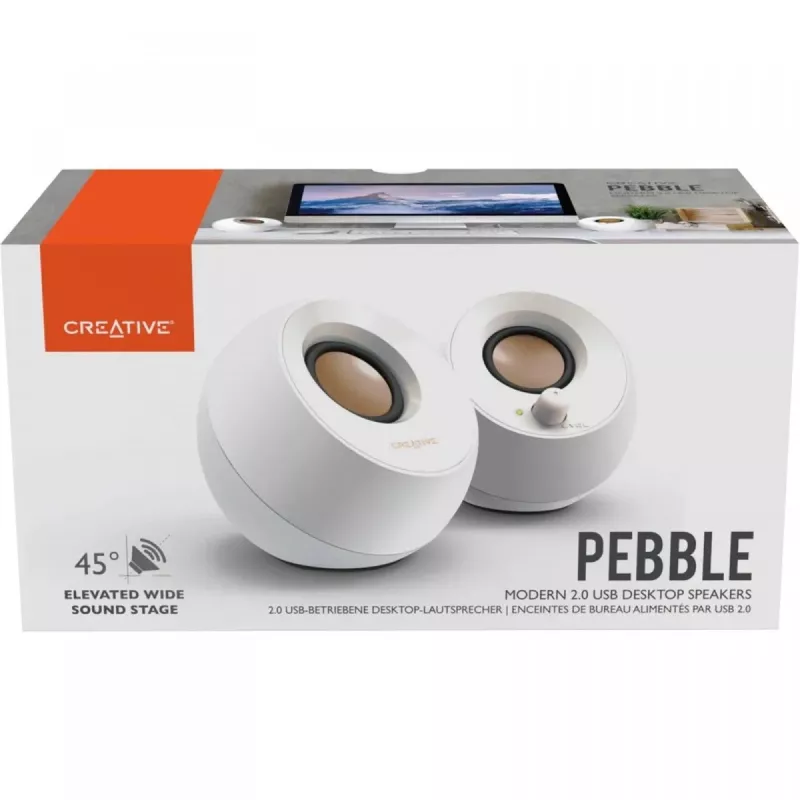 Creative Pebble 2.0 altoparlanti stereo da scrivania, bianco