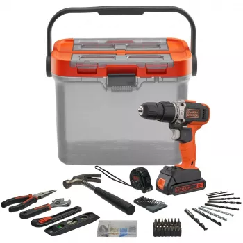Trapano avvitatore a percussione a batteria BCKSB02, 18 Volt (arancione/nero, batteria agli ioni di litio 1,5 Ah, custodia, set di accessori da 62 pezzi)