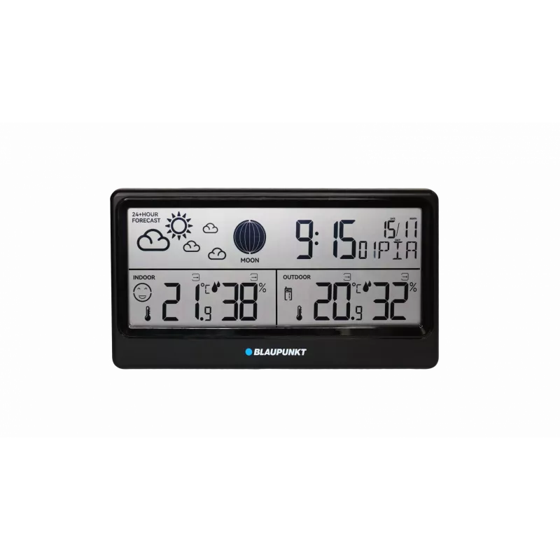 Stazione meteo BLAUPUNKT WS20BK — display per temperatura e umidità interna/esterna, nero, 1 sensore, LCD, a batteria