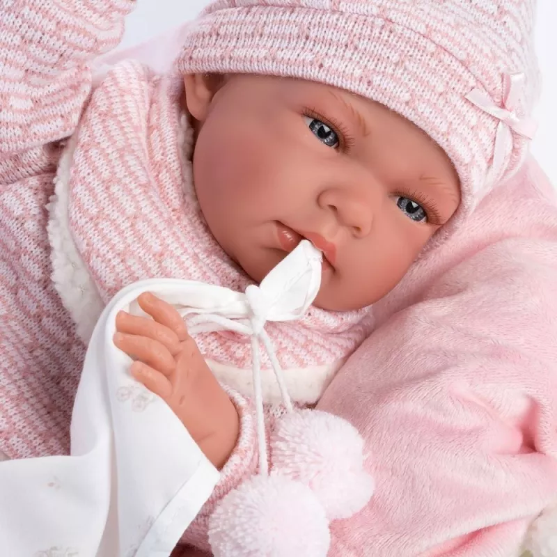 Bambola 73860 bambola neonata Nica su coperta rosa 38 cm Llorens