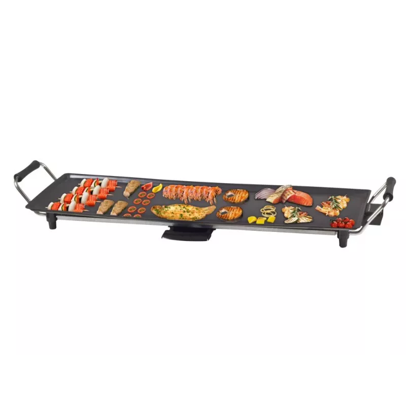 Beper 90.386 griglia teppanyaki, piastra antiaderente 70,5 x 23,5 cm, 1800 W, nera