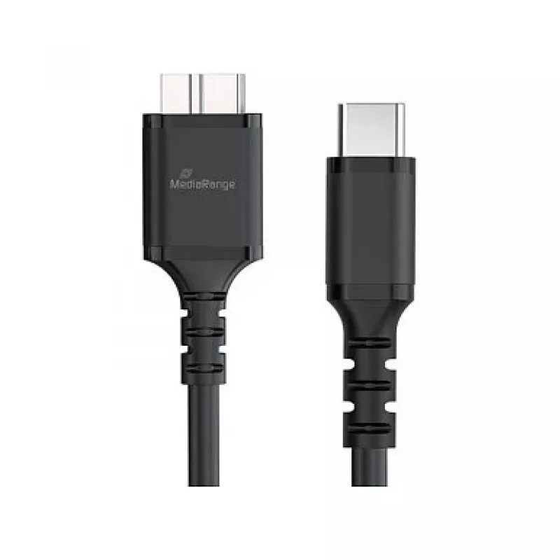 Cavo USB MediaRange MRCS257 0,5 m — Micro-USB B a USB-C, USB 3.2 Gen 1 (5 Gbit/s), nero