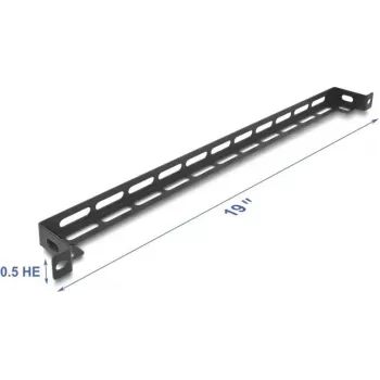 Kit di montaggio DELOCK 67461 nero metallo — pannello rack a L, 19 pollici 0,5HE, 50 mm con fissaggio per fascette