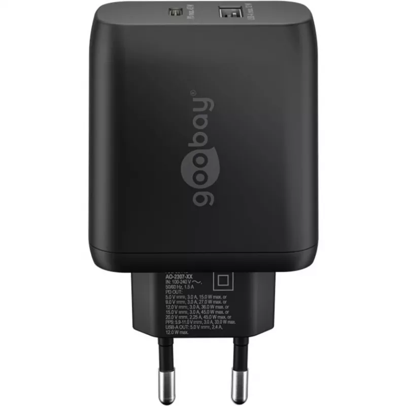 Goobay 65411 caricabatterie per dispositivi mobili cuffie - smartphone - tablet nero AC ricarica rapida interno (65411)