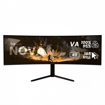 Monitor LED curvo 49 pollici Arozzi Nova — 5120 x 1440 Dual QHD, pannello VA, 4 ms, hub USB, VESA