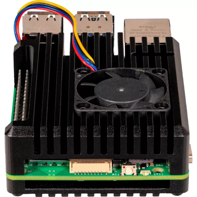 Joy-IT Armor Case BLOCK ACTIVE case SBC adatto per schede di sviluppo Raspberry Pi (RB-AlucaseP5-07FAN)