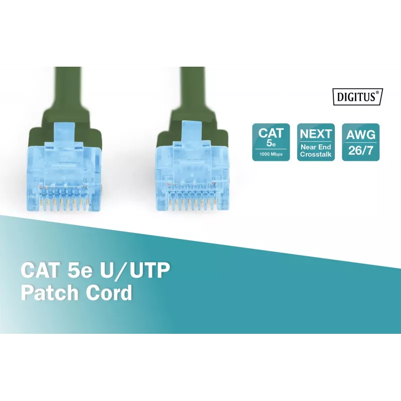 Cavo patch di rete DIGITUS CAT5e U/UTP, 3 m, RJ-45 su RJ-45, verde