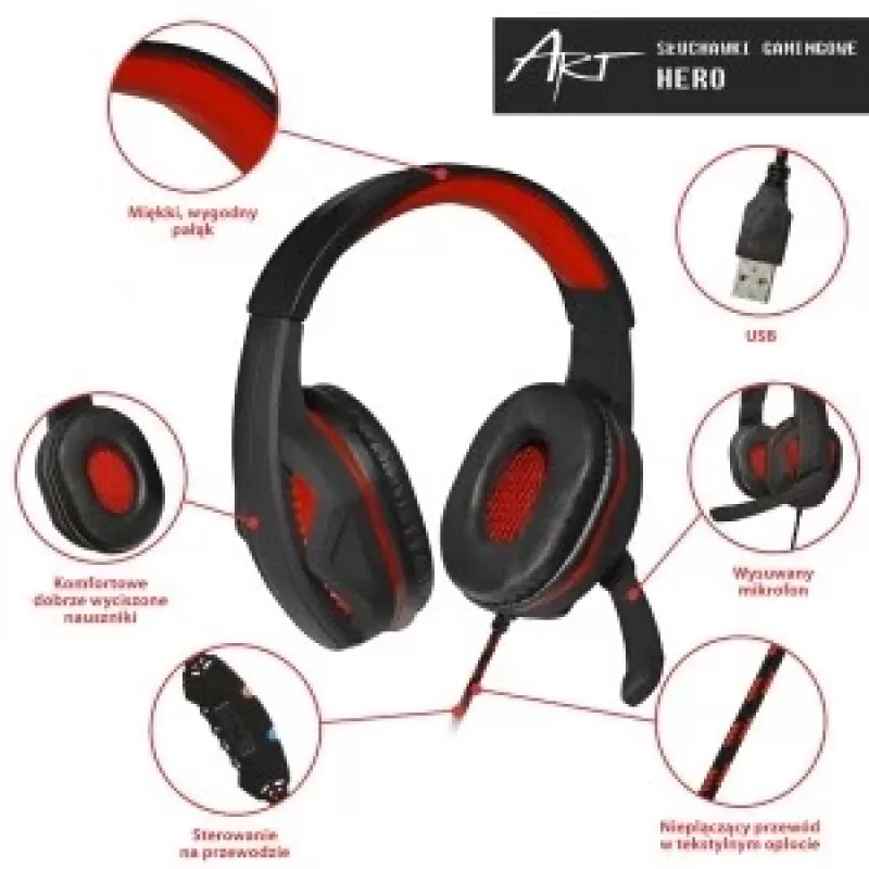 Cuffie gaming con microfono Art Hero USB