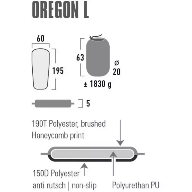 Oregon L 41125, stuoia da campeggio citronella/grigio