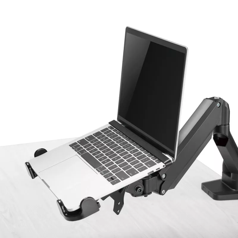 Supporto da scrivania per notebook MACLEAN MC-836 — regolabile in altezza, design ergonomico, nero, per uso orizzontale del laptop (58,5×236×320 mm)