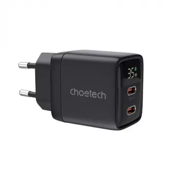 Choetech PD6051 caricabatterie da parete USB-C USB-C PD 35W GaN con display - nero
