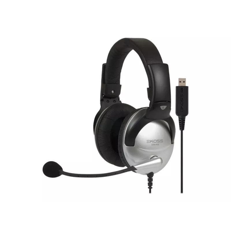 Koss SB45 Headset USB con filo ad archetto per ufficio/call center Nero, Argento
