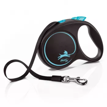 Guinzaglio a rotella Flexi flexi Black Design M — lunghezza 5 m, versione a nastro, carico max 25 kg, impugnatura ergonomica