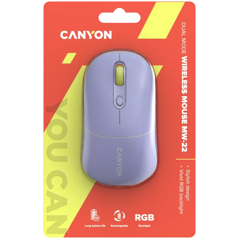 CANYON Mouse MW-22 2in1 BT/Wireless Lavanda