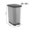 ROTHO Ribo Silver - pattumiera a pedale – 35 l