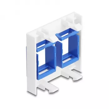 Accessorio cornice snap-in DELOCK 81557 — cornice per modulo Keystone in plastica, 45×45×17,5 mm, blu/bianco