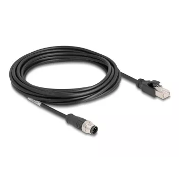 Cavo di rete DeLOCK M12 cavo codifica A 8 poli connettore maschio a RJ45 connettore maschio Cat5e 5 m nero