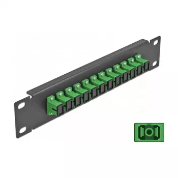 Patch panel fibra ottica DeLOCK 10 pollici 12 porte SC simplex verde 1U nero