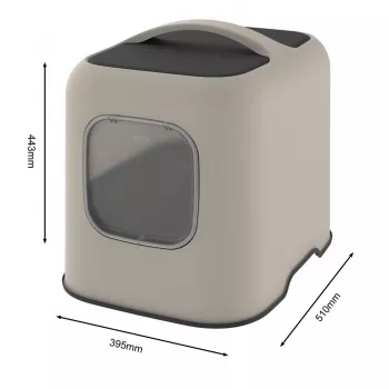 Lettiera per gatti con cupola Rotho BIALA beige 395×510×443 mm, plastica con paletta