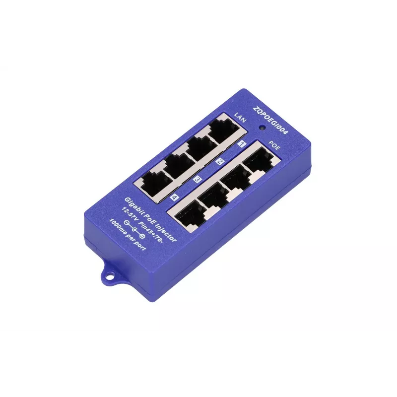 Iniettore PoE Extralink Gigabit 4 porte, 4x 1000Mb/s RJ45, 48V, blu/nero