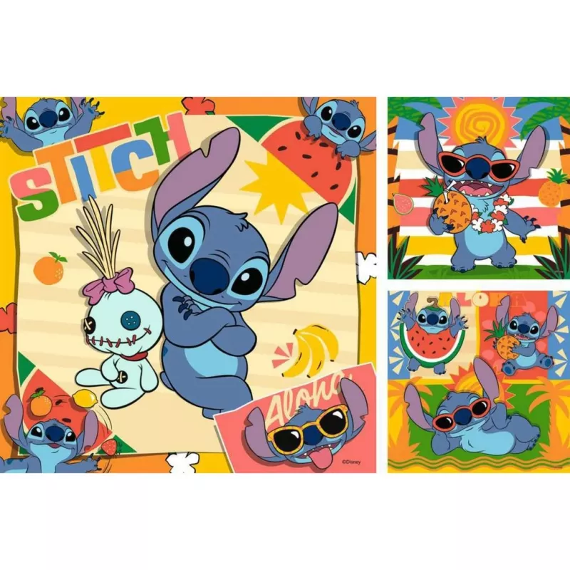 Puzzle per bambini Ravensburger Disney Stitch — 3 x 49 pezzi, adatto ai bambini