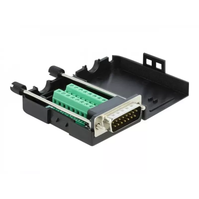 Connettore D-Sub15 maschio su morsettiera con case DeLOCK 66566
