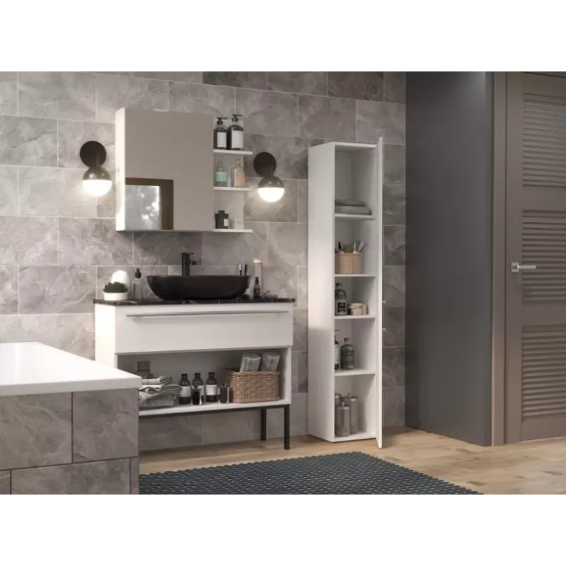 Mobile contenitore da bagno top e shop NEL II BIEL POŁ — a sé stante, 5 ripiani, 310×300×1740 mm, bianco