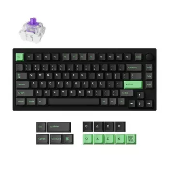 Tastiera meccanica Keychron P1 H-M1Z 75% con filo e wireless USB, RF, Bluetooth 5.2, retroilluminazione RGB, nero, batteria fino a 100 h, USB-C