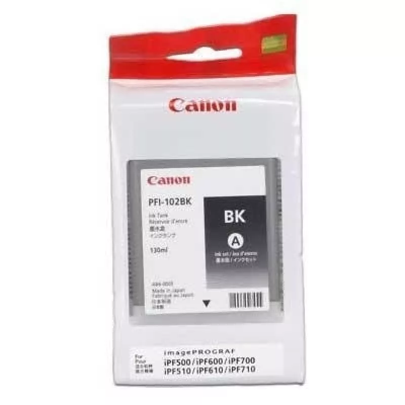 Canon PFI-102BK (0895B001) cartuccia d'inchiostro pigmentato originale, nera, per imagePROGRAF iPF500/iPF600/iPF700 (SPEC)