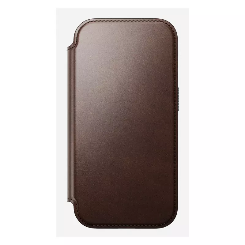 Custodia per smartphone Nomad Modern Leather Folio per iPhone 17 Pro, pelle/alluminio, 16 cm (6,3 pollici) marrone, 4 scomparti per carte