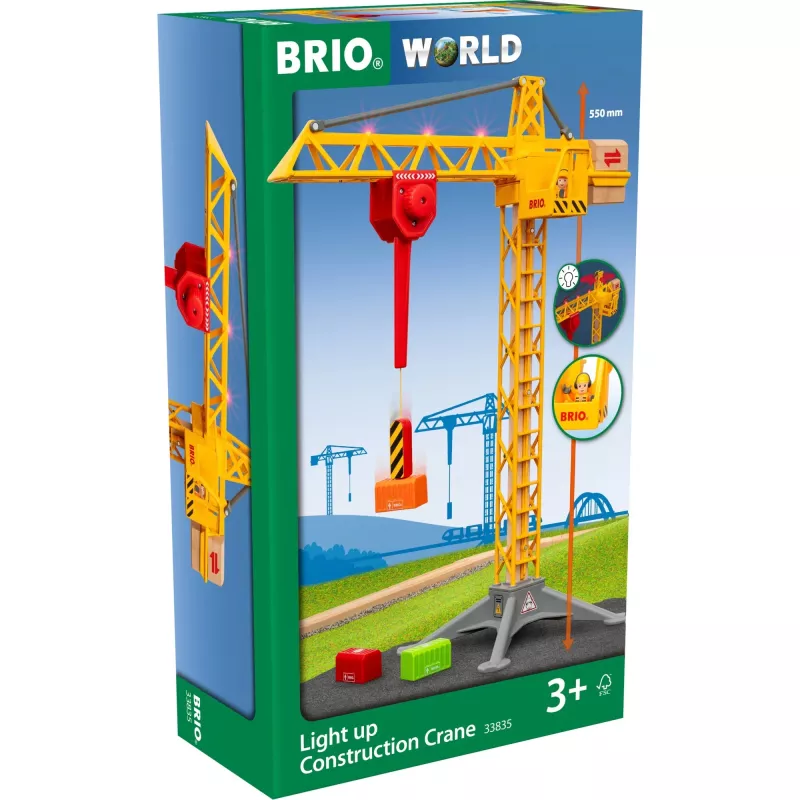 World grande gru da cantiere con luce, binario