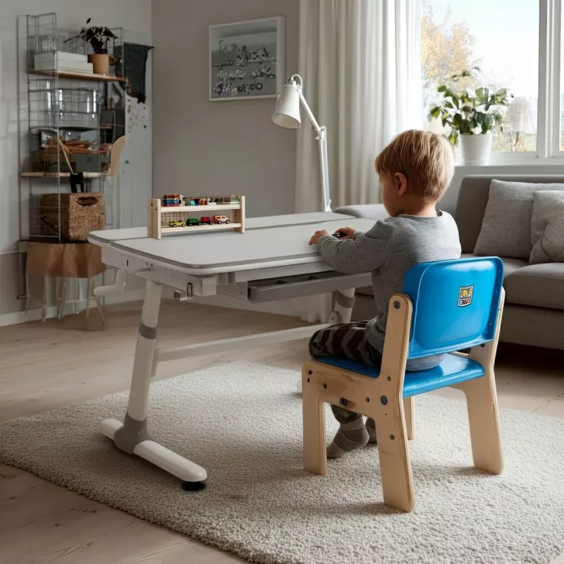 Ergo Office Scrivania ergonomica per bambini regolabile in altezza, grigia, max 100 kg, ER-417 2cz