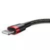 Cavo USB-A a Lightning Baseus Cafule 2.4A QC 3.0, 1 m — nero/rosso
