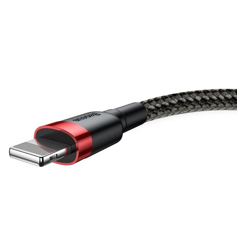 Cavo USB-A a Lightning Baseus Cafule 2.4A QC 3.0, 1 m — nero/rosso