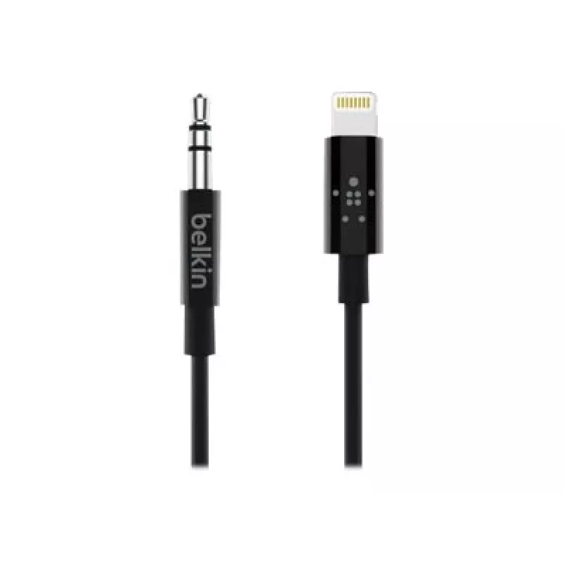 Cavo Belkin Lightning a jack cuffie - Lightning maschio a mini jack stereo maschio - 91,4 cm - nero - per Apple iPhone (Lig
