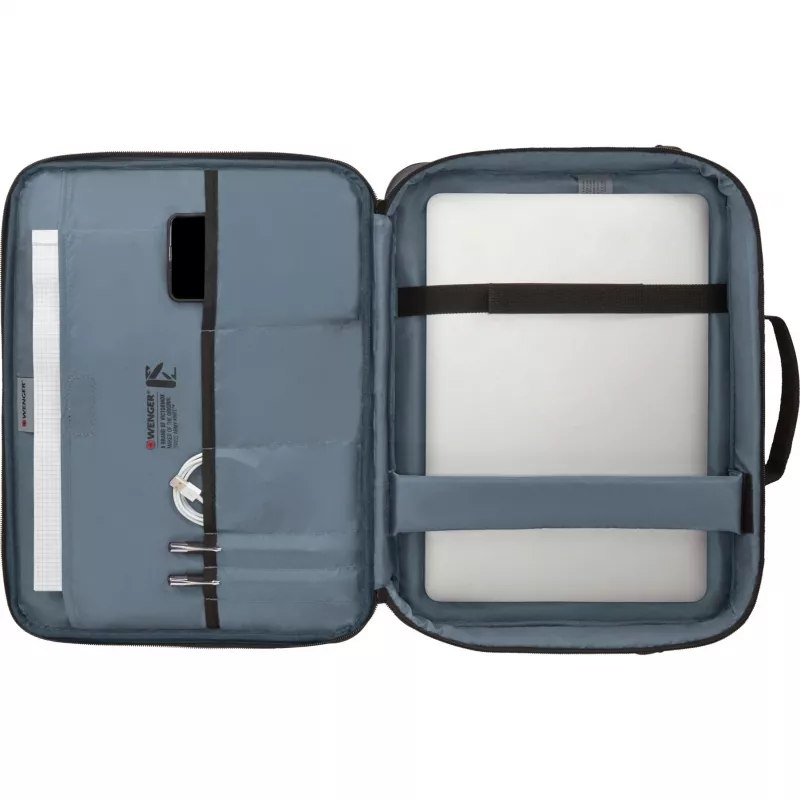 Borsa per laptop Wenger BQ 16 Clamshell — custodia nera idrorepellente per laptop da 16 pollici, custodia protettiva robusta