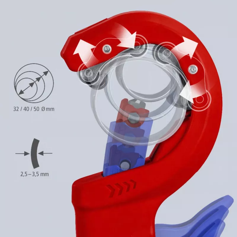 Tagliatubi Knipex DPT50 90 23 02 BK — capacità di taglio 50 mm, modello 90 23 02 BK