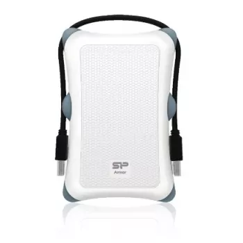 Case per disco rigido Silicon Power Armor A30 — 2,5 pollici, singolo vano, USB 3.2 Gen 1, bianco, plastica/gomma