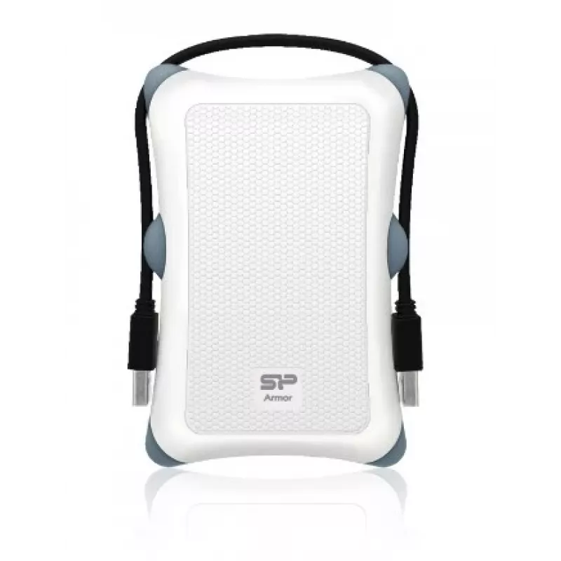 Case per disco rigido Silicon Power Armor A30 — 2,5 pollici, singolo vano, USB 3.2 Gen 1, bianco, plastica/gomma
