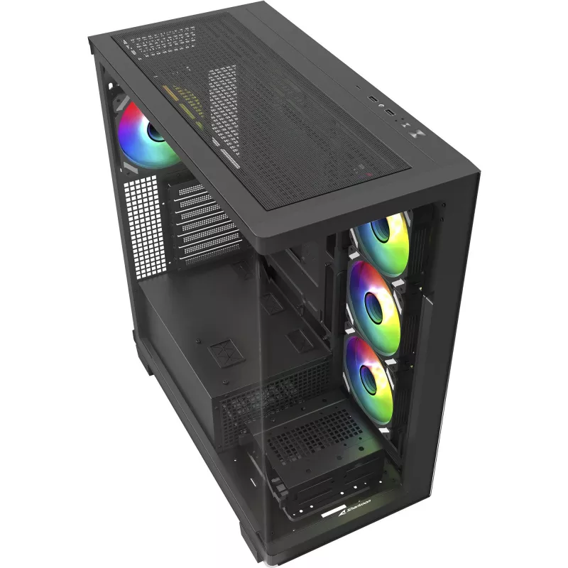 ELITE SHARK CA500, case tower nero, 2x vetro temperato