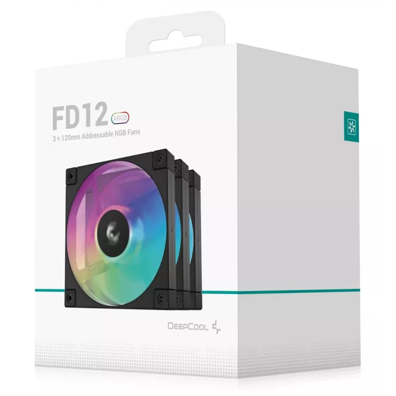DeepCool FD12 ARGB R-FD12-BKAPN3-G ventole per case, 120 mm (120x120x25), 12 V, confezione da 3, nere
