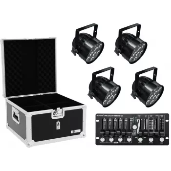 Set luci LED PAR-56 EUROLITE 20000411 — 4 proiettori HCL PAR-56 con flightcase e controller