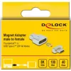 DeLOCK - Adattatore Thunderbolt / USB-C - USB-C (M) magnetico a USB-C (F) - USB 3.2 Gen 2 / Thunderbolt 3 4,5 A - supporto 8K - argento (66433)